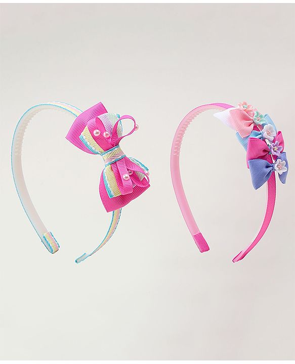 Babyhug Hair Bands With Bow Applique Pack of 2 - Multicolor