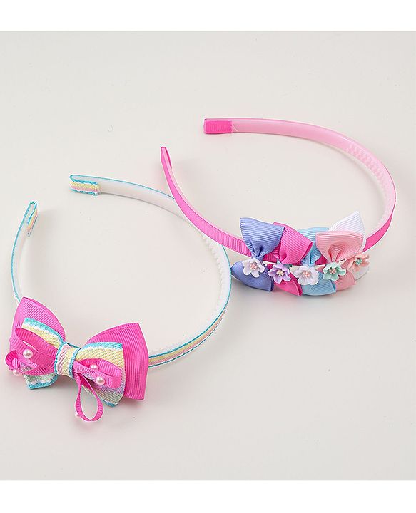 Babyhug Hair Bands With Bow Applique Pack of 2 - Multicolor