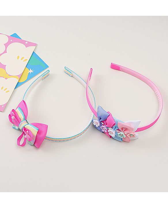 Babyhug Hair Bands With Bow Applique Pack of 2 - Multicolor