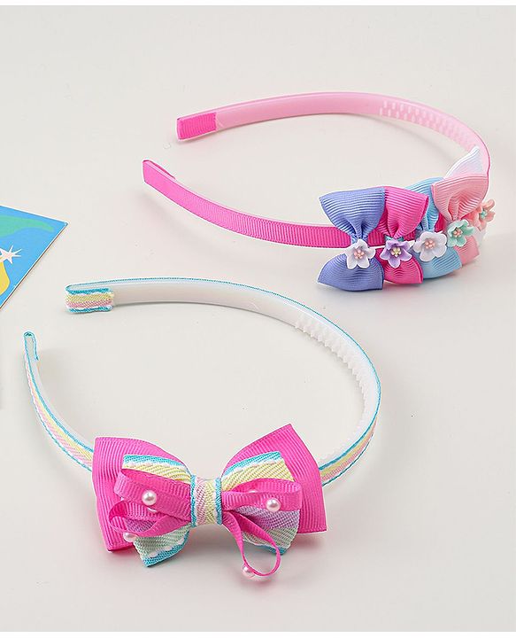 Babyhug Hair Bands With Bow Applique Pack of 2 - Multicolor