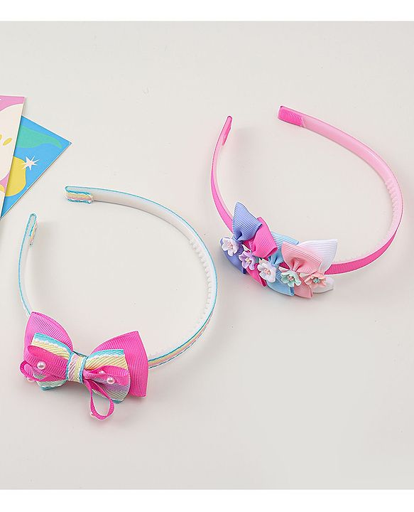 Babyhug Hair Bands With Bow Applique Pack of 2 - Multicolor