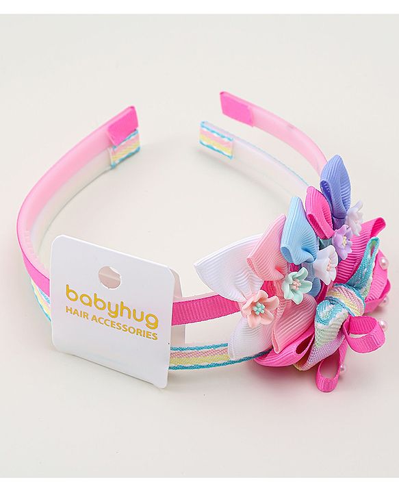 Babyhug Hair Bands With Bow Applique Pack of 2 - Multicolor