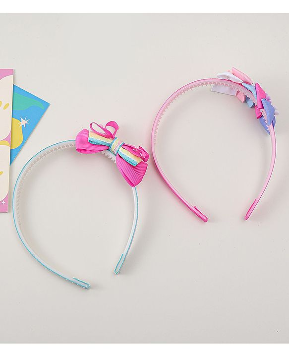 Babyhug Hair Bands With Bow Applique Pack of 2 - Multicolor