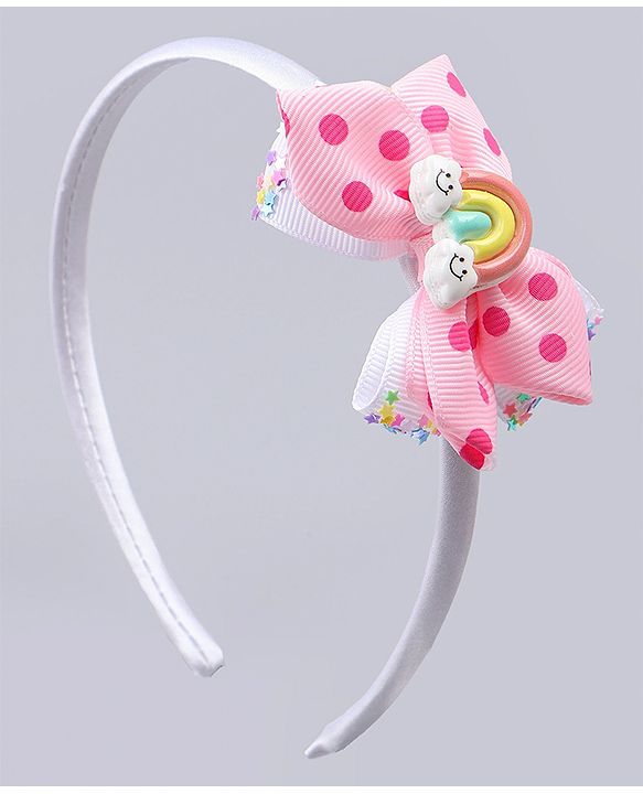 Babyhug Hair Bands with Bow Rainbow & Floral Applique Pack of 2 -  Pink & Purple