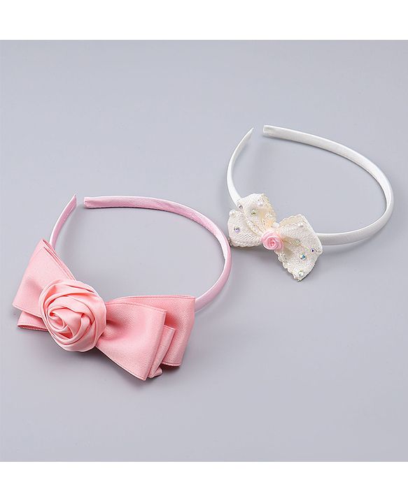 Babyhug Hair Bands With Bow Applique Pack of 2 - Multicolor