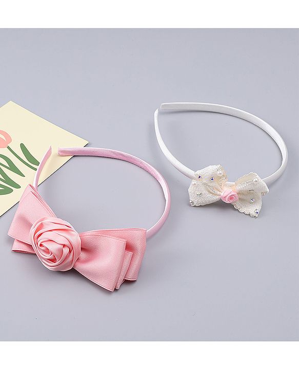 Babyhug Hair Bands With Bow Applique Pack of 2 - Multicolor