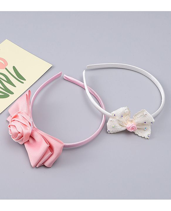 Babyhug Hair Bands With Bow Applique Pack of 2 - Multicolor