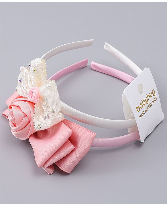 Babyhug Hair Bands With Bow Applique Pack of 2 - Multicolor