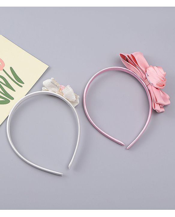 Babyhug Hair Bands With Bow Applique Pack of 2 - Multicolor
