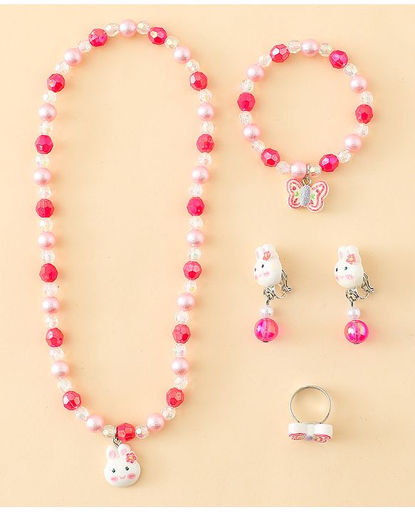 Babyhug Jewellery Set With Bunny & Butterfly Design Pack of 5 - Pink