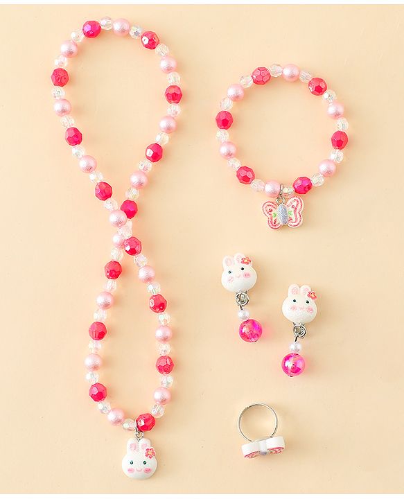 Babyhug Jewellery Set With Bunny & Butterfly Design Pack of 5 - Pink