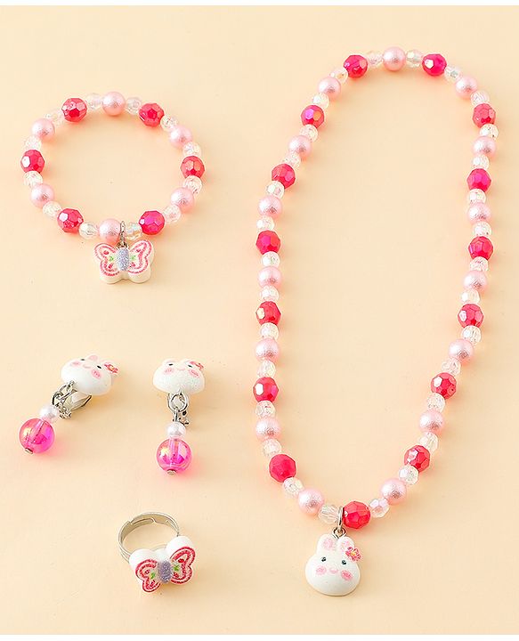 Babyhug Jewellery Set With Bunny & Butterfly Design Pack of 5 - Pink
