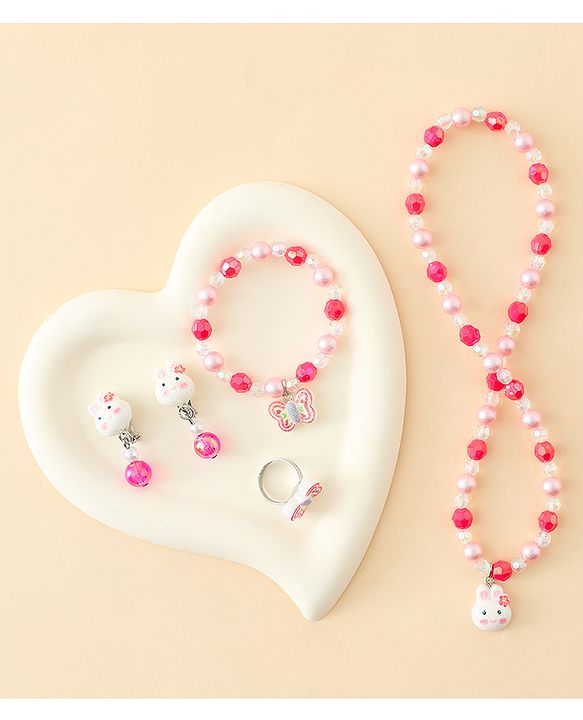 Babyhug Jewellery Set With Bunny & Butterfly Design Pack of 5 - Pink