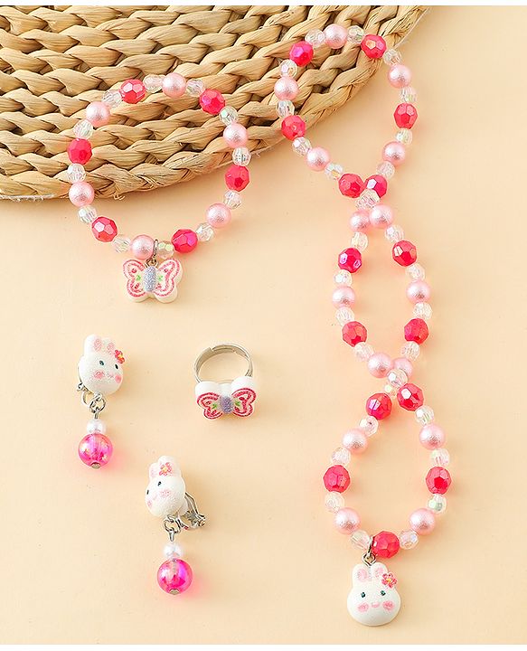 Babyhug Jewellery Set With Bunny & Butterfly Design Pack of 5 - Pink