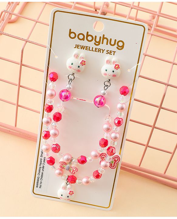 Babyhug Jewellery Set With Bunny & Butterfly Design Pack of 5 - Pink