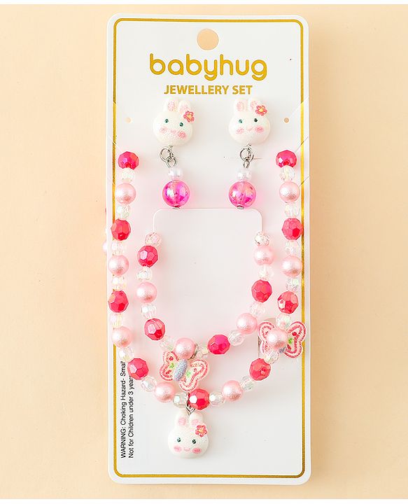 Babyhug Jewellery Set With Bunny & Butterfly Design Pack of 5 - Pink