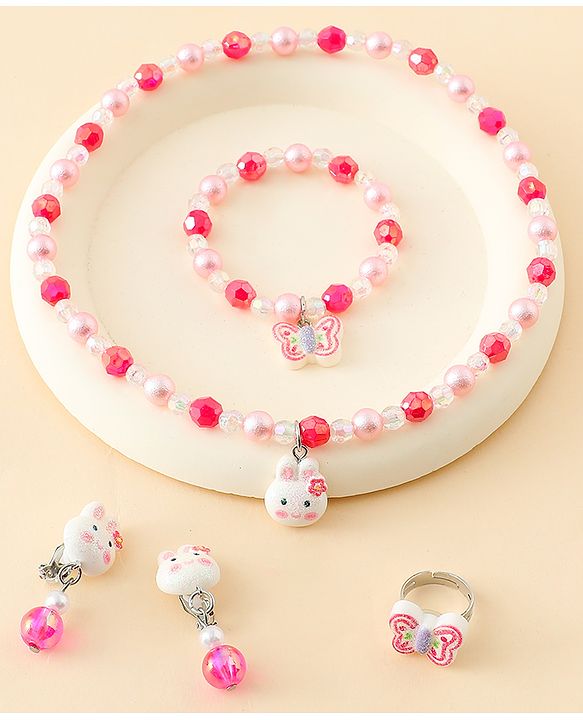 Babyhug Jewellery Set With Bunny & Butterfly Design Pack of 5 - Pink