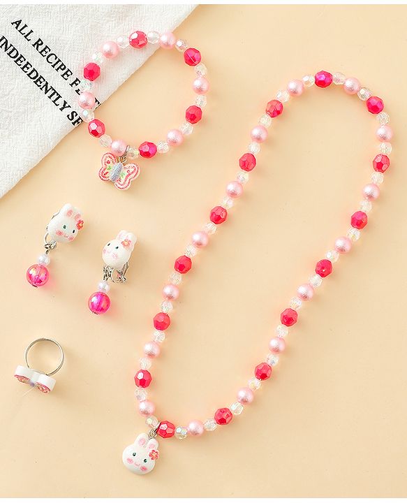 Babyhug Jewellery Set With Bunny & Butterfly Design Pack of 5 - Pink
