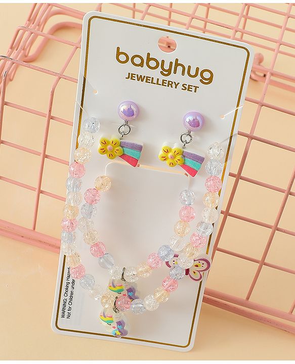 Babyhug Jewellery Set With Butterfly & Unicorn Applique - Multicolor