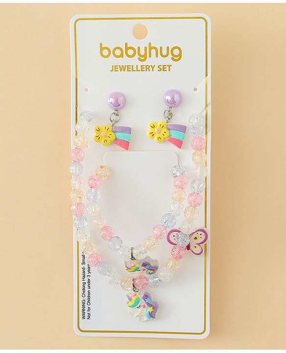 Babyhug Jewellery Set With Butterfly & Unicorn Applique - Multicolor