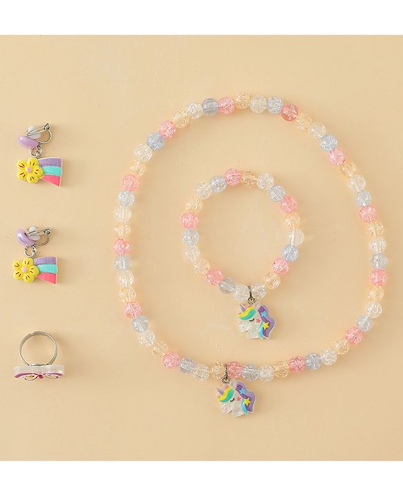 Babyhug Jewellery Set With Butterfly & Unicorn Applique - Multicolor