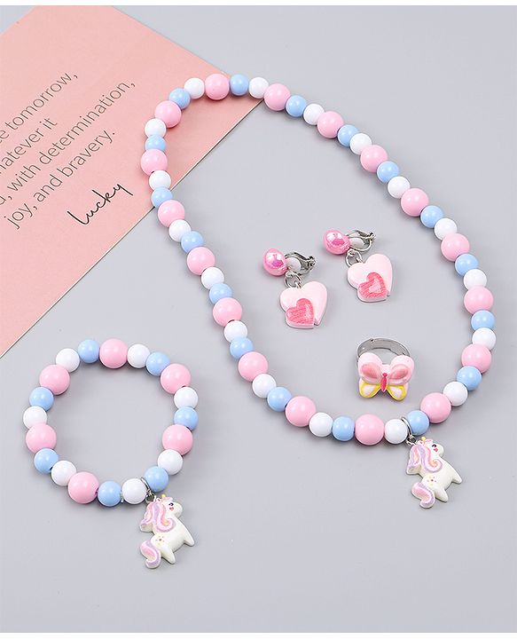 Babyhug Jewellery Set With Unicorn & Butterfly Applique - Multicolor