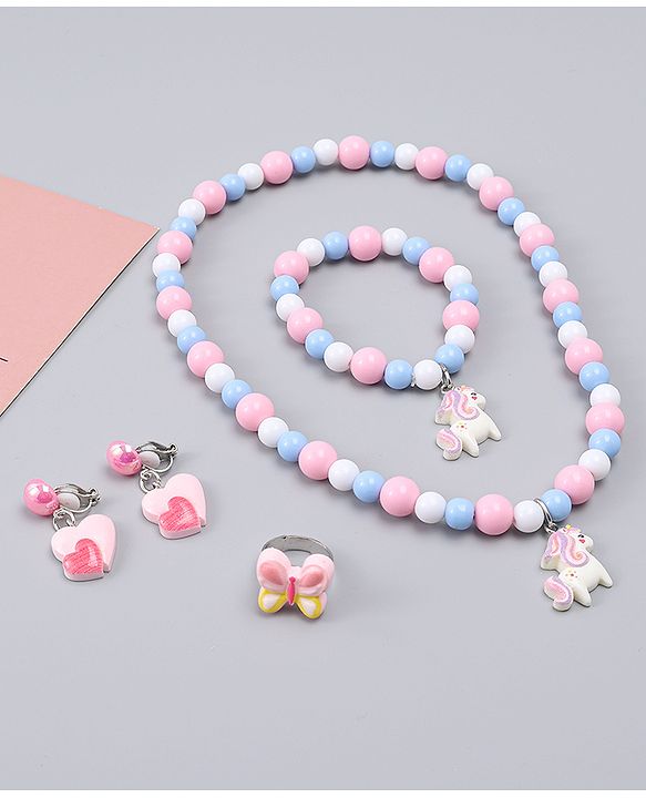 Babyhug Jewellery Set With Unicorn & Butterfly Applique - Multicolor