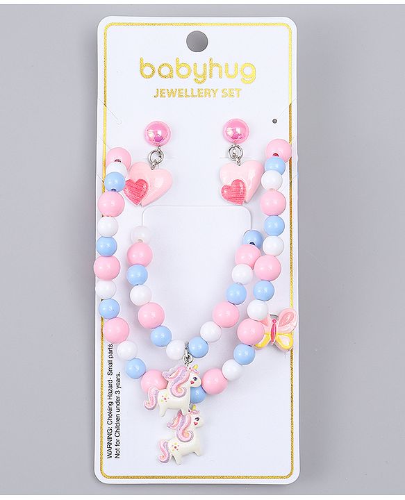 Babyhug Jewellery Set With Unicorn & Butterfly Applique - Multicolor