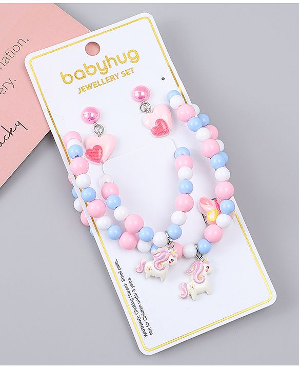 Babyhug Jewellery Set With Unicorn & Butterfly Applique - Multicolor