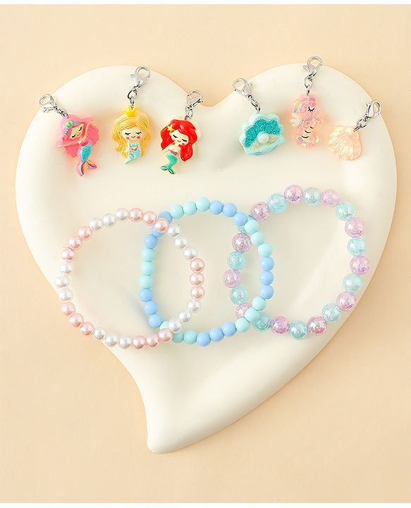 Babyhug Bracelets With Mermaid & Marine Design With 6 Charms Pack of 3 - Multicolor