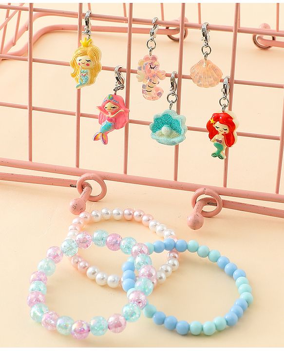Babyhug Bracelets With Mermaid & Marine Design With 6 Charms Pack of 3 - Multicolor