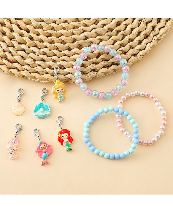 Babyhug Bracelets With Mermaid & Marine Design With 6 Charms Pack of 3 - Multicolor