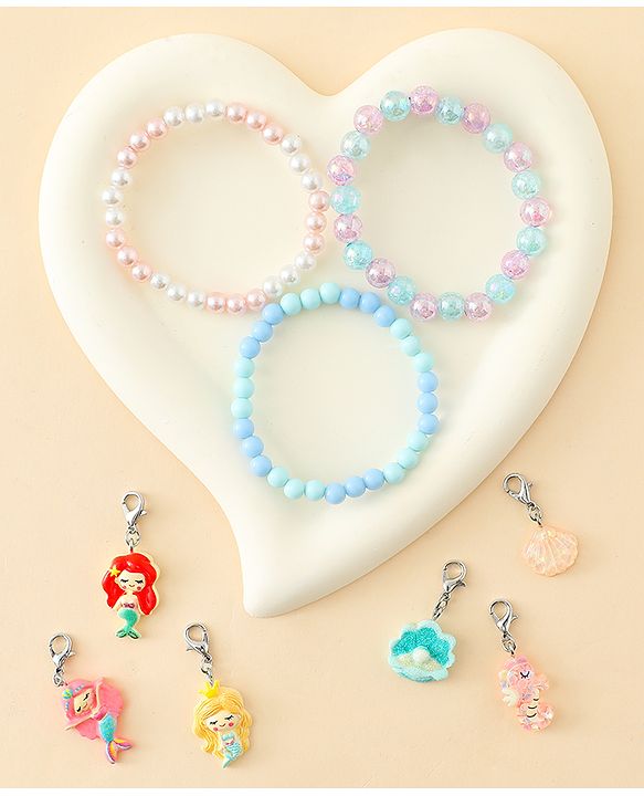 Babyhug Bracelets With Mermaid & Marine Design With 6 Charms Pack of 3 - Multicolor