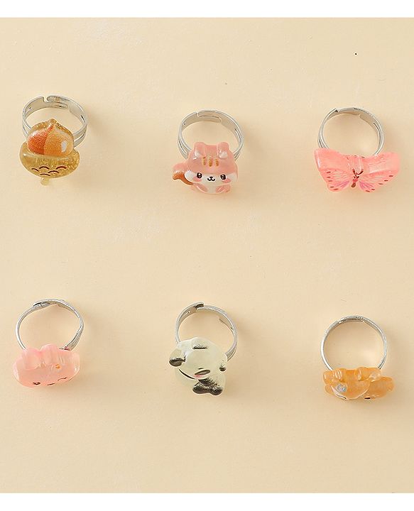 Babyhug Finger Ring Set With Animal Applique Pack of  6- Multi Colour