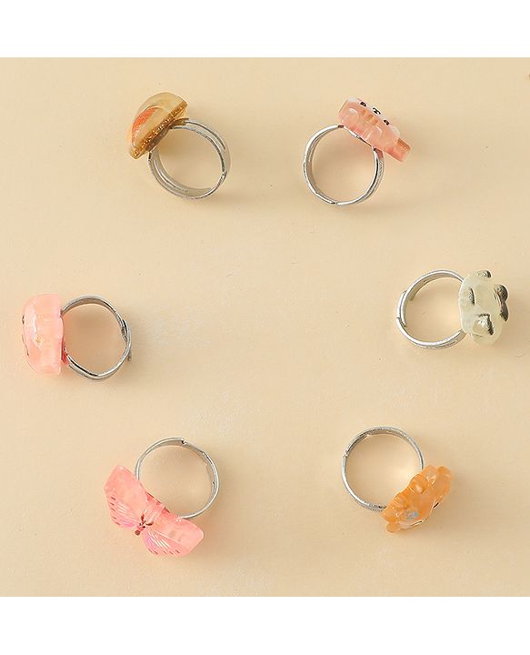 Babyhug Finger Ring Set With Animal Applique Pack of  6- Multi Colour