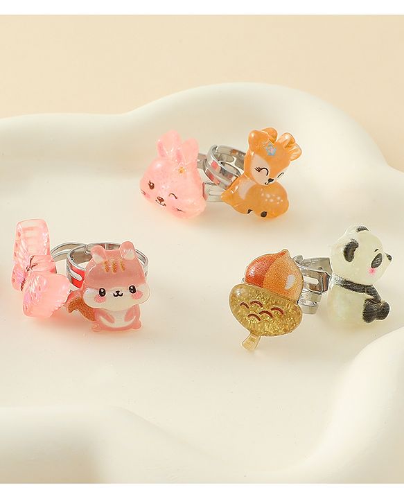 Babyhug Finger Ring Set With Animal Applique Pack of  6- Multi Colour