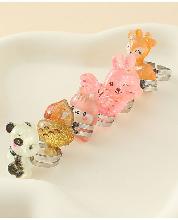 Babyhug Finger Ring Set With Animal Applique Pack of  6- Multi Colour