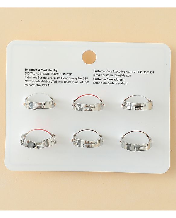 Babyhug Finger Ring Set With Animal Applique Pack of  6- Multi Colour