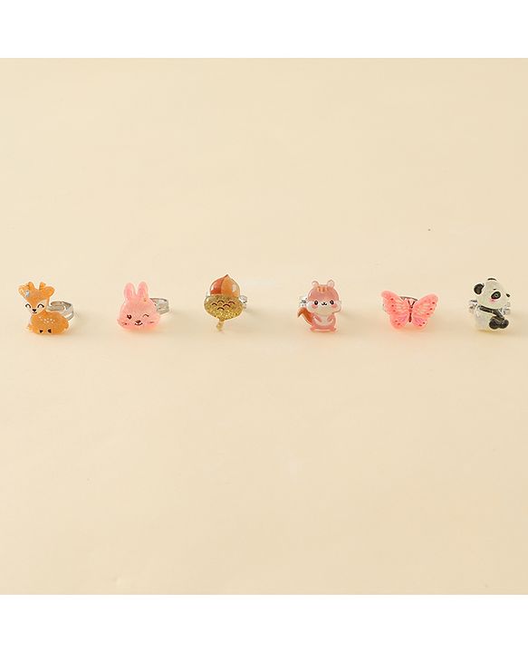 Babyhug Finger Ring Set With Animal Applique Pack of  6- Multi Colour