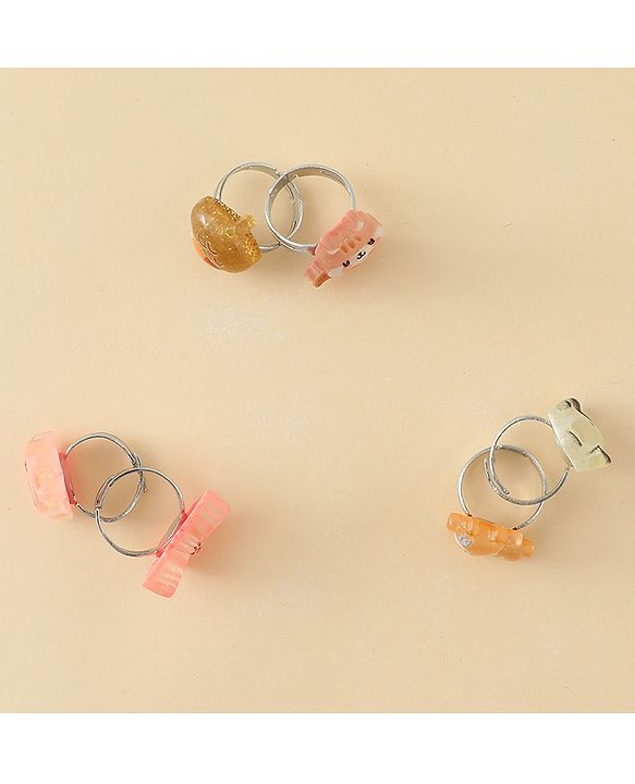 Babyhug Finger Ring Set With Animal Applique Pack of  6- Multi Colour