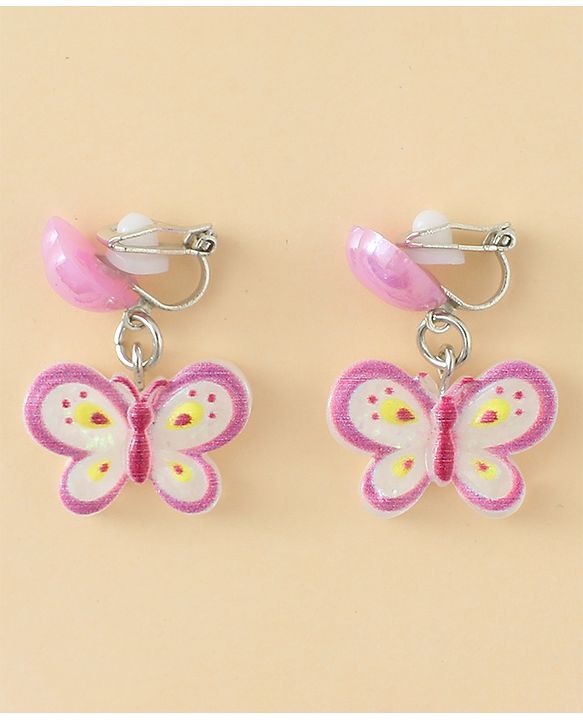 Pine Kids Earrings with Butterfly Design - Purple