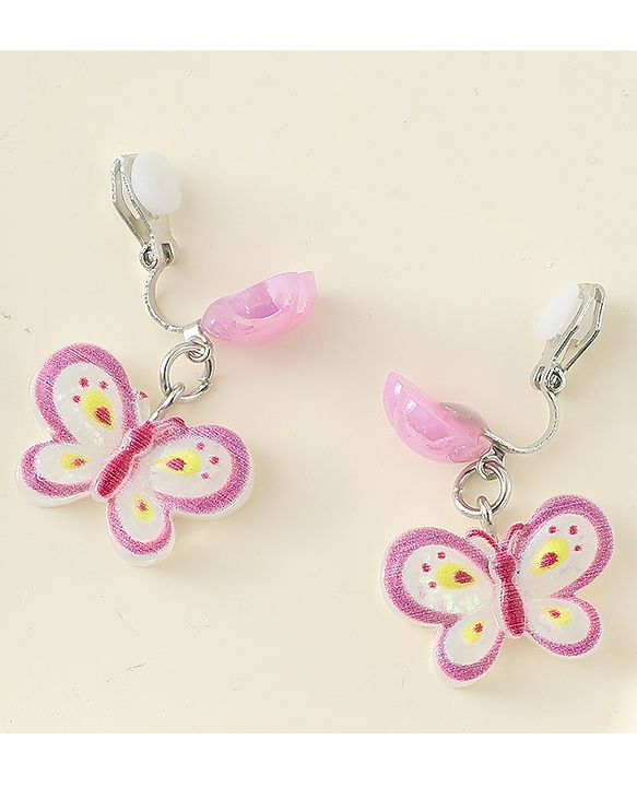Pine Kids Earrings with Butterfly Design - Purple