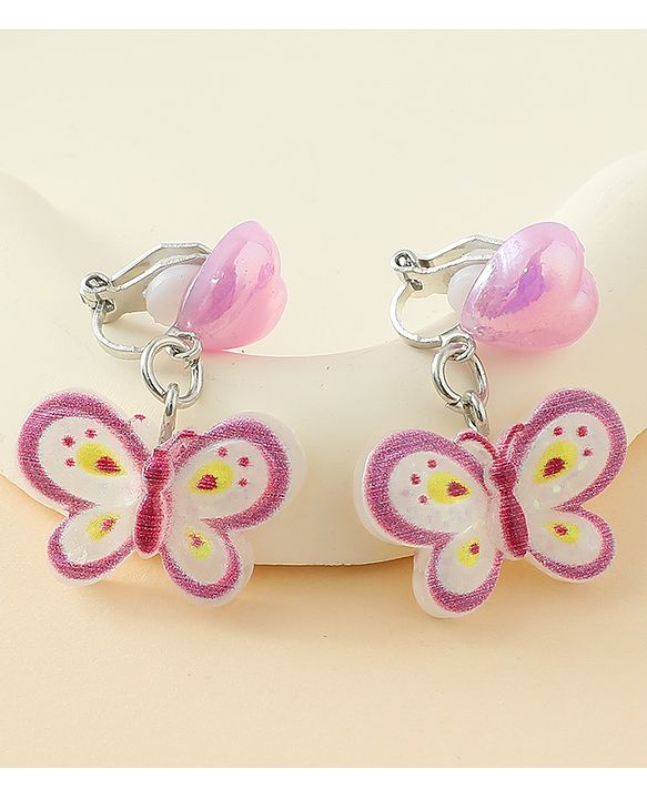 Pine Kids Earrings with Butterfly Design - Purple