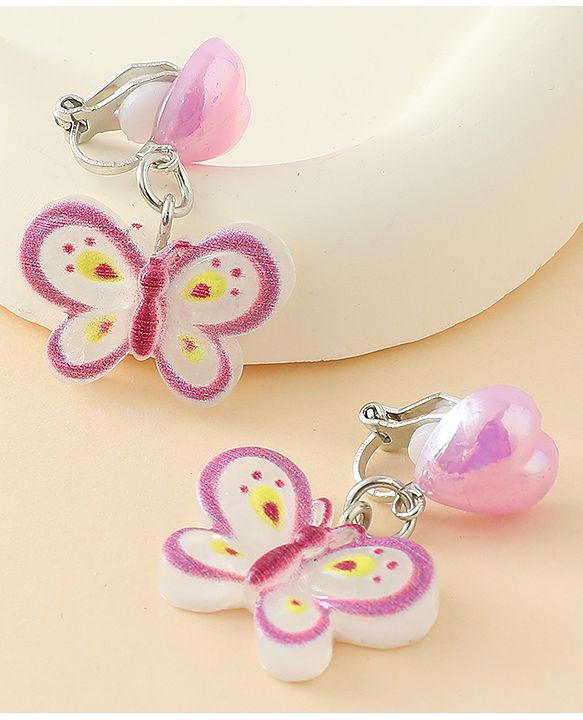 Pine Kids Earrings with Butterfly Design - Purple