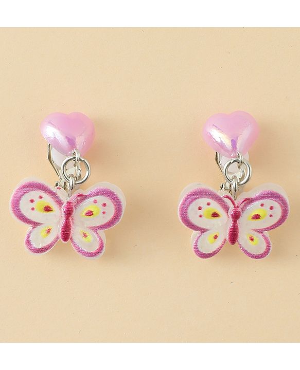 Pine Kids Earrings with Butterfly Design - Purple