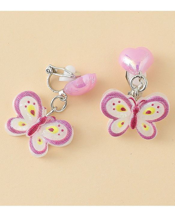Pine Kids Earrings with Butterfly Design - Purple