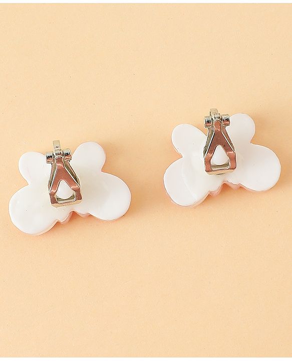 Babyhug Clip On Earrings With Butterfly Applique - Pink