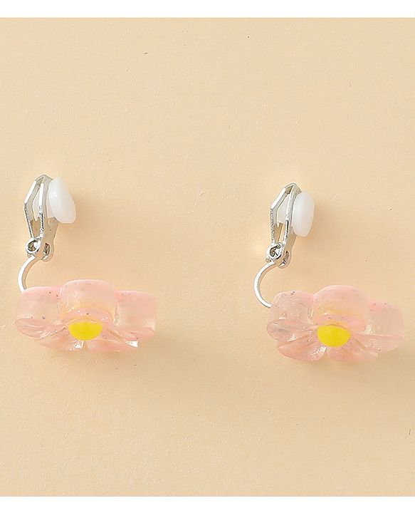 Babyhug Clip On Earrings With Floral Applique - Pink