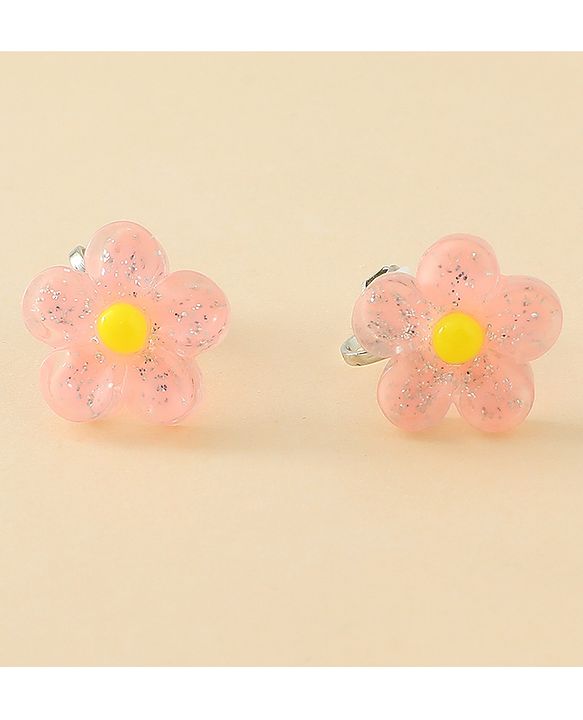 Babyhug Clip On Earrings With Floral Applique - Pink