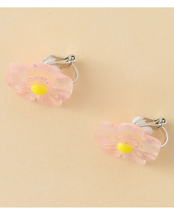 Babyhug Clip On Earrings With Floral Applique - Pink